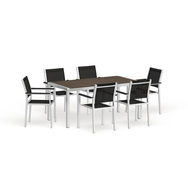 Silver Aluminum Outdoor Dining Set - 6 Seater
