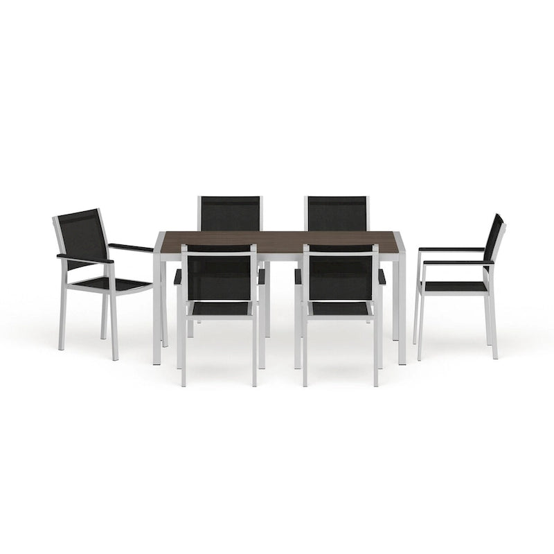 Silver Aluminum Outdoor Dining Set - 6 Seater