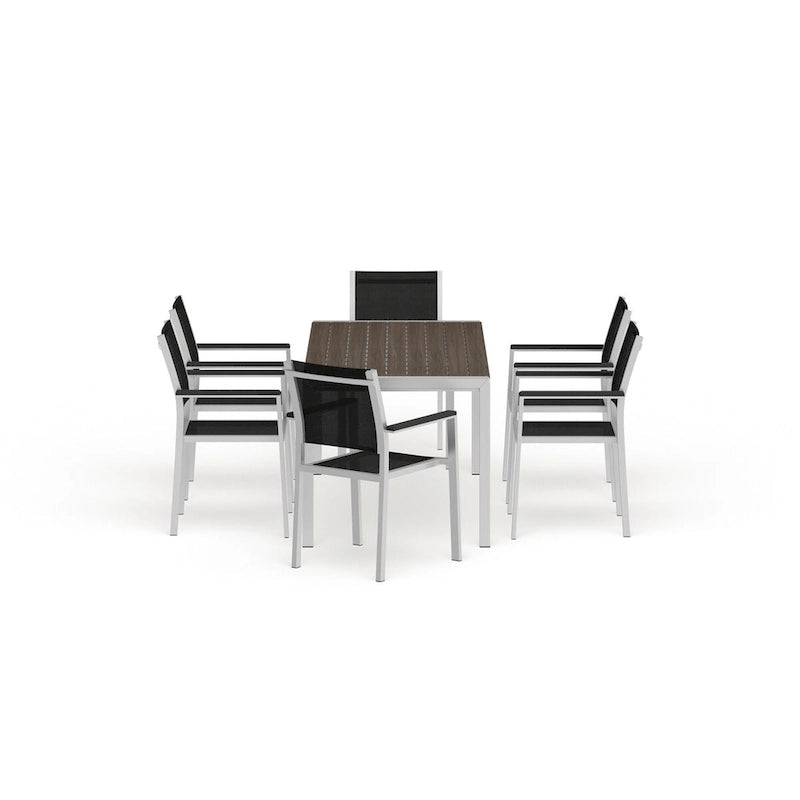 Silver Aluminum Outdoor Dining Set - 6 Seater
