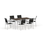 Silver Aluminum Outdoor Dining Set - 6 Seater