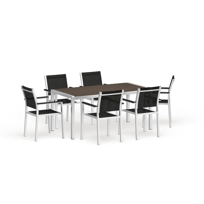 Silver Aluminum Outdoor Dining Set - 6 Seater