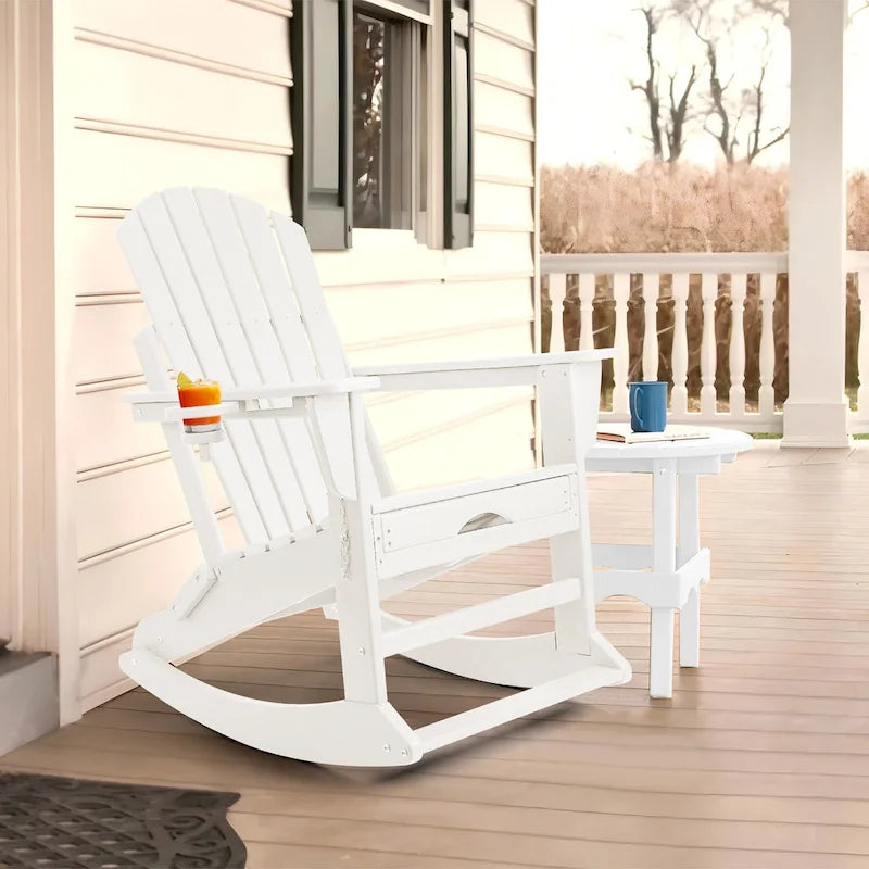 Vrakae Folding and Rocking Adirondack Chair with Ottoman