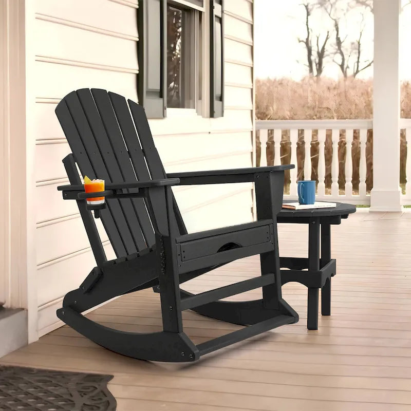 Vrakae Folding and Rocking Adirondack Chair with Ottoman
