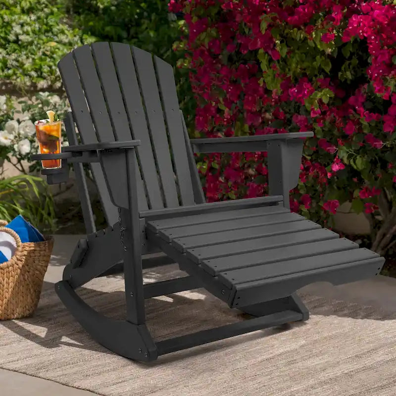 Vrakae Folding and Rocking Adirondack Chair with Ottoman