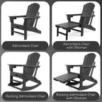 Vrakae Folding and Rocking Adirondack Chair with Ottoman