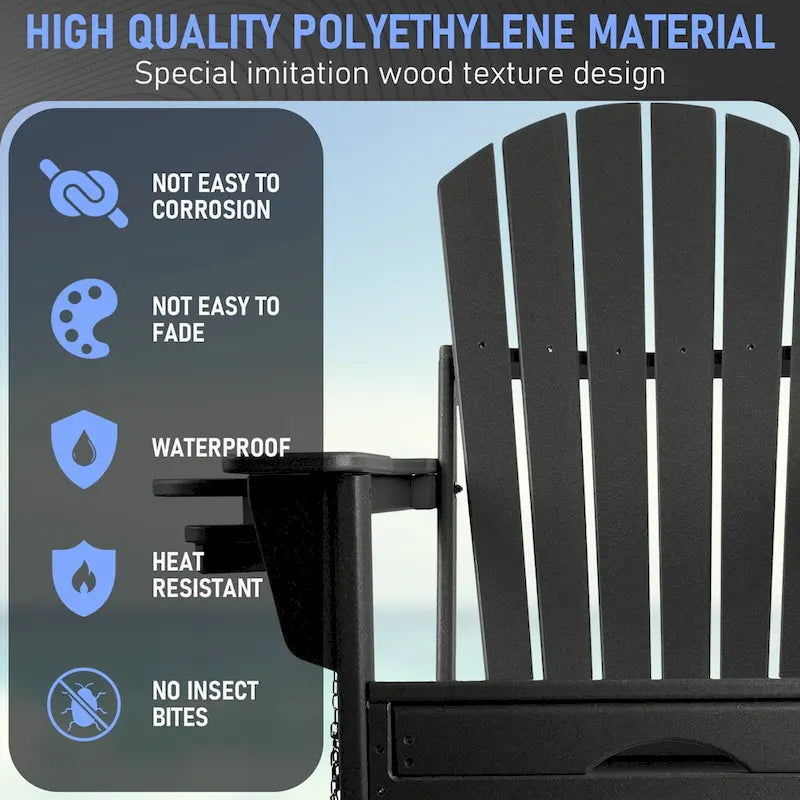 Vrakae Folding and Rocking Adirondack Chair with Ottoman