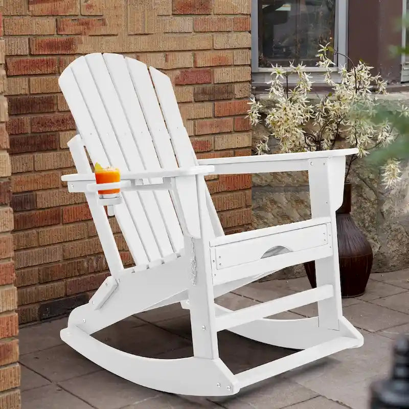 Vrakae Folding and Rocking Adirondack Chair with Ottoman