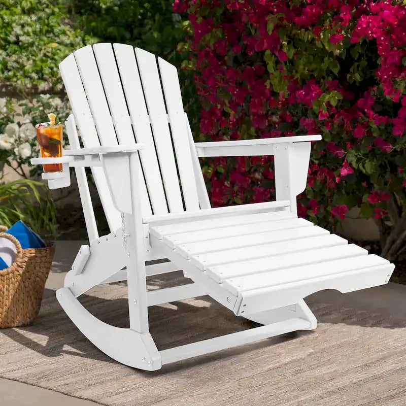 Vrakae Folding and Rocking Adirondack Chair with Ottoman