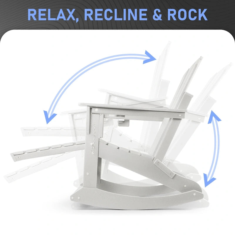 Vrakae Folding and Rocking Adirondack Chair with Ottoman