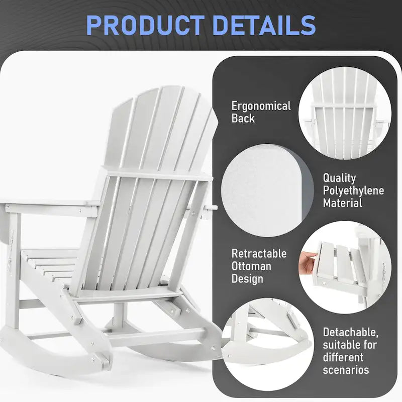 Vrakae Folding and Rocking Adirondack Chair with Ottoman