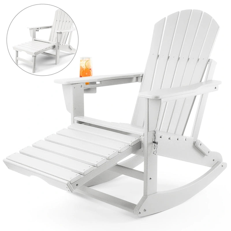 Vrakae Folding and Rocking Adirondack Chair with Ottoman