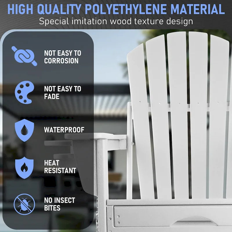 Vrakae Folding and Rocking Adirondack Chair with Ottoman