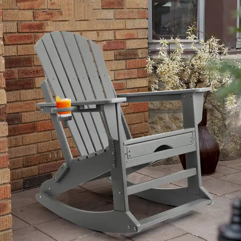 Vrakae Folding and Rocking Adirondack Chair with Ottoman