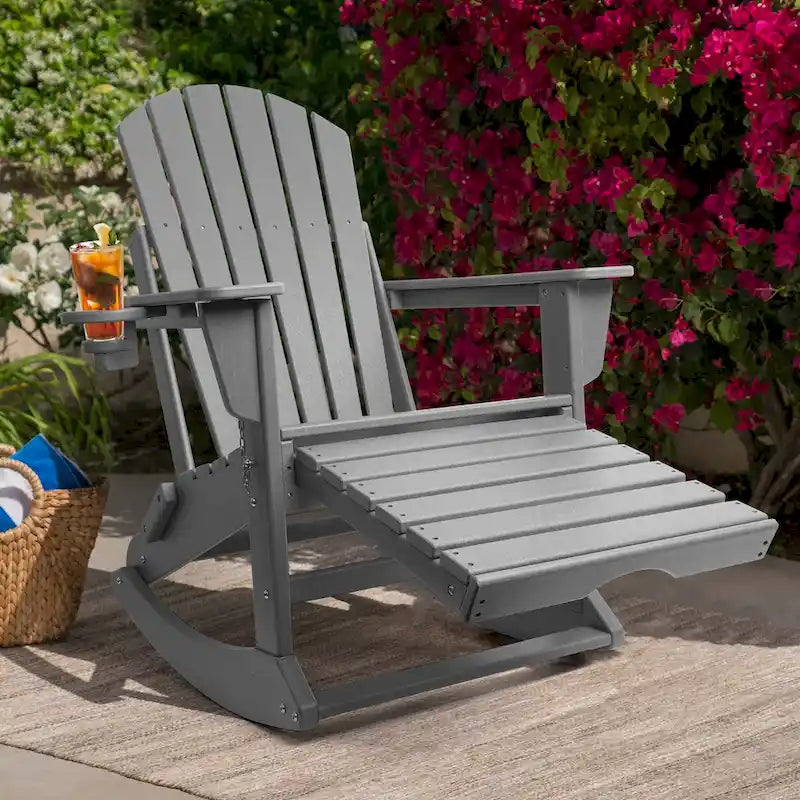 Vrakae Folding and Rocking Adirondack Chair with Ottoman