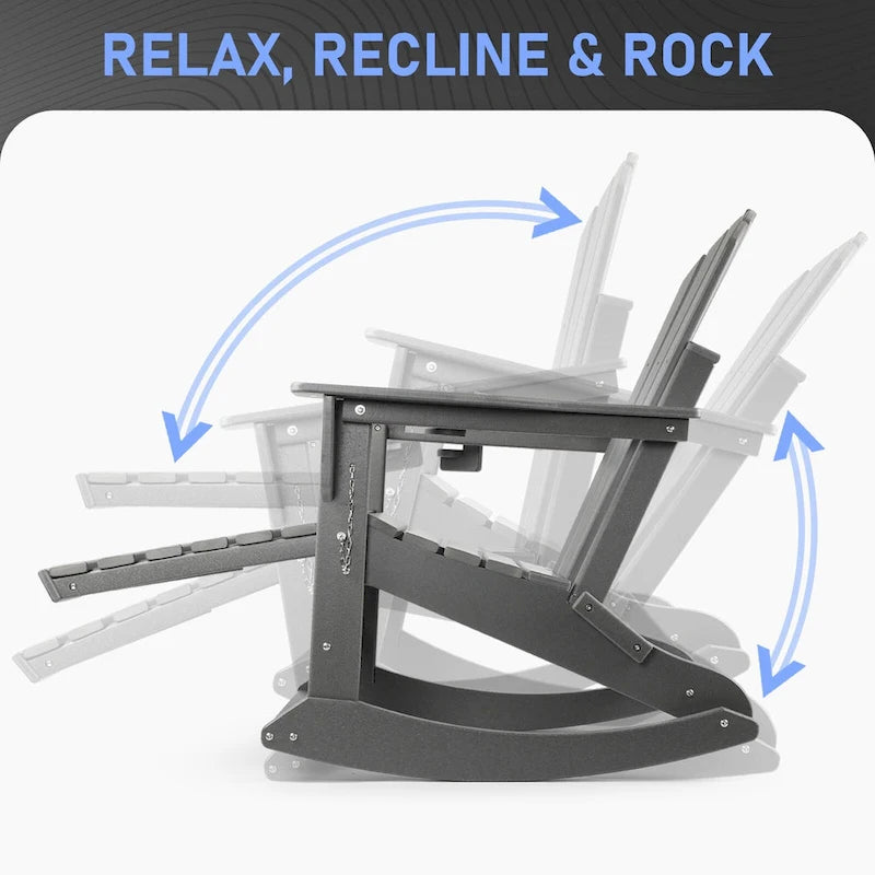 Vrakae Folding and Rocking Adirondack Chair with Ottoman