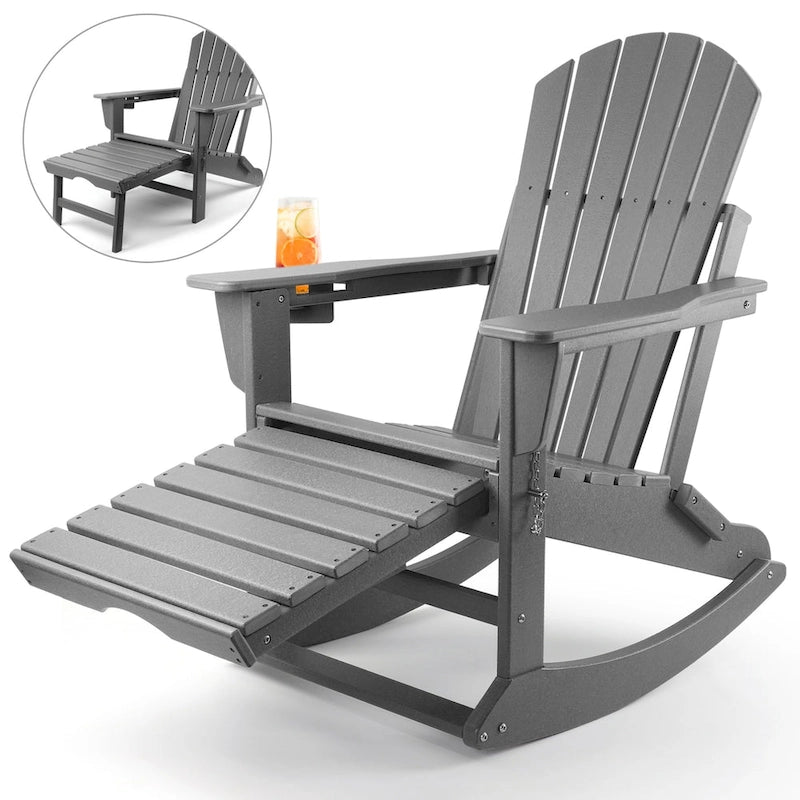 Vrakae Folding and Rocking Adirondack Chair with Ottoman