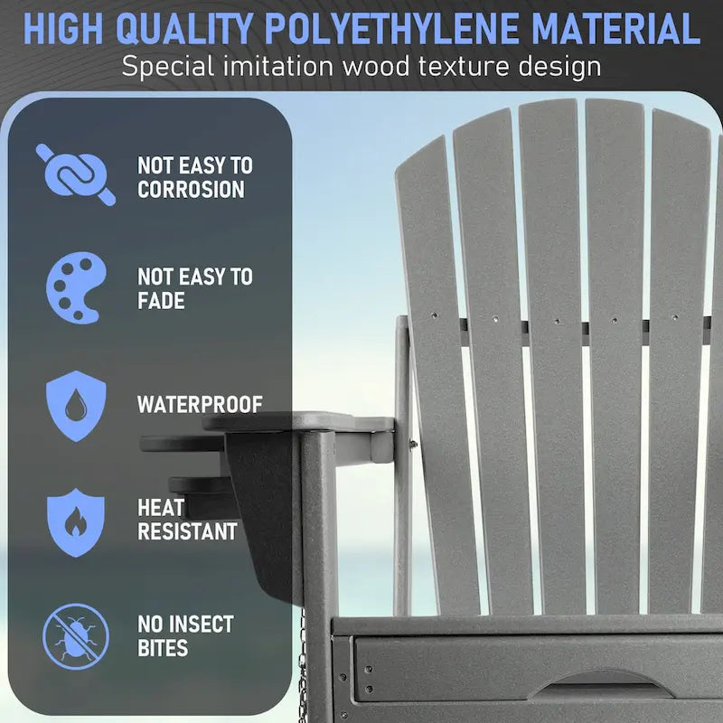 Vrakae Folding and Rocking Adirondack Chair with Ottoman