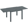 Extendable Dining Table, 41 - 83  Aluminum Frame Patio Table with Wood Effect Steel Top,Rectangle Expandable Patio Table for 6-8