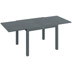 Extendable Dining Table, 41 - 83  Aluminum Frame Patio Table with Wood Effect Steel Top,Rectangle Expandable Patio Table for 6-8