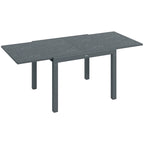Extendable Dining Table, 41 - 83  Aluminum Frame Patio Table with Wood Effect Steel Top,Rectangle Expandable Patio Table for 6-8