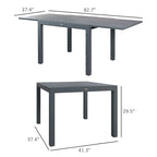 Extendable Dining Table, 41 - 83  Aluminum Frame Patio Table with Wood Effect Steel Top,Rectangle Expandable Patio Table for 6-8