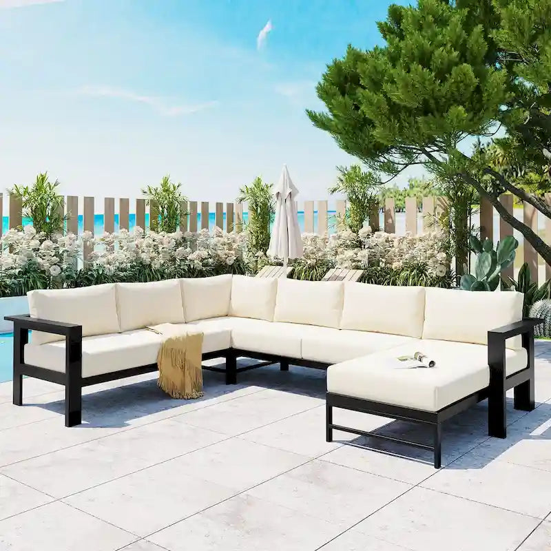 U shaped multi-person outdoor sofa set