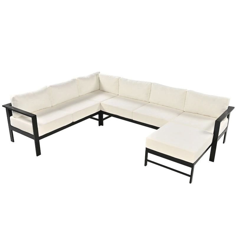 U shaped multi-person outdoor sofa set
