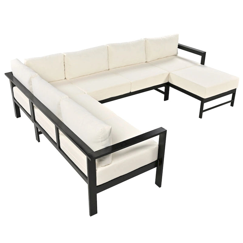 U shaped multi-person outdoor sofa set