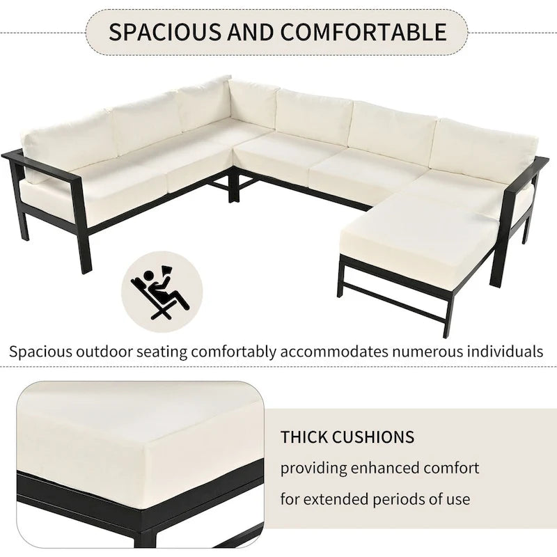 U shaped multi-person outdoor sofa set
