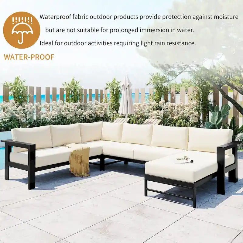 U shaped multi-person outdoor sofa set