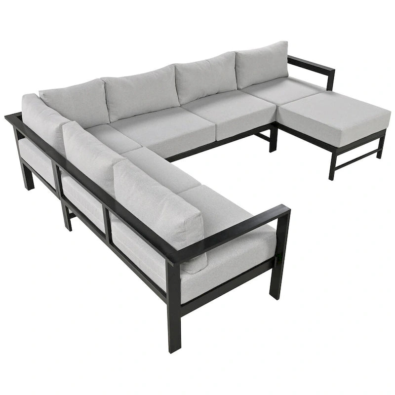 U shaped multi-person outdoor sofa set