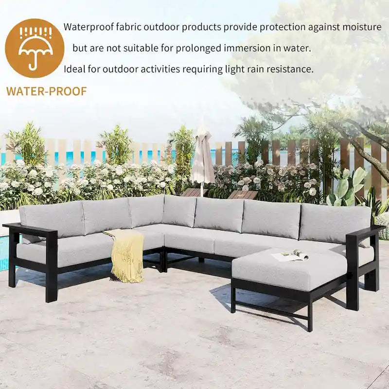 U shaped multi-person outdoor sofa set