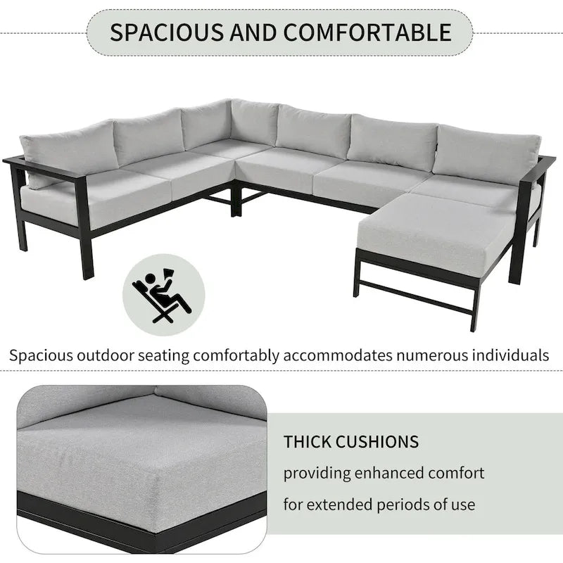U shaped multi-person outdoor sofa set