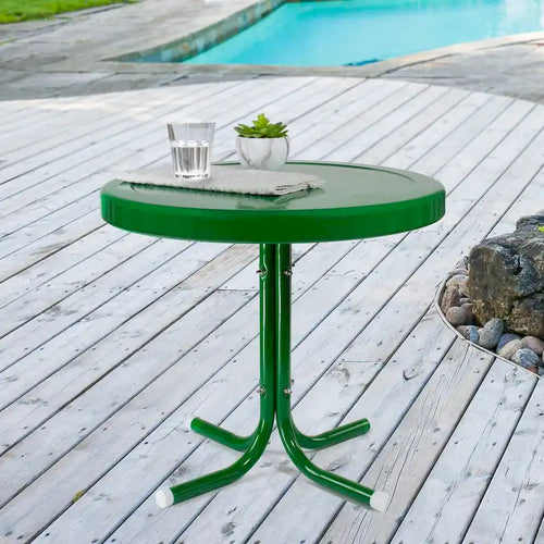 22  Outdoor Retro Round Tulip Metal Side Table Green
