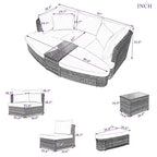 6-Piece PE Wicker Outdoor Conversation Round Sofa Set w/ Coffee Table