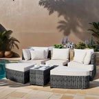 6-Piece PE Wicker Outdoor Conversation Round Sofa Set w/ Coffee Table