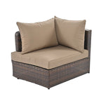 6-Piece PE Wicker Outdoor Conversation Round Sofa Set w/ Coffee Table