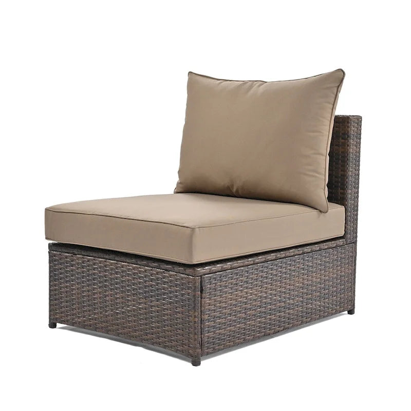6-Piece PE Wicker Outdoor Conversation Round Sofa Set w/ Coffee Table