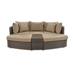 6-Piece PE Wicker Outdoor Conversation Round Sofa Set w/ Coffee Table