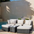6-Piece PE Wicker Outdoor Conversation Round Sofa Set w/ Coffee Table