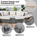 6-Piece PE Wicker Outdoor Conversation Round Sofa Set w/ Coffee Table