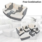 6-Piece PE Wicker Outdoor Conversation Round Sofa Set w/ Coffee Table