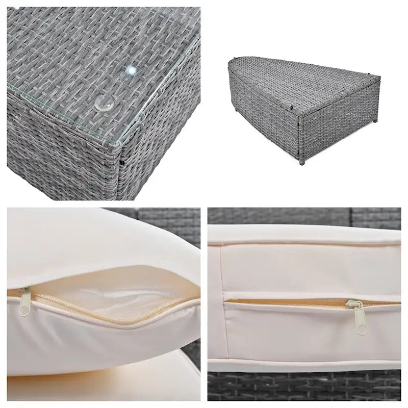 6-Piece PE Wicker Outdoor Conversation Round Sofa Set w/ Coffee Table