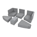 6-Piece PE Wicker Outdoor Conversation Round Sofa Set w/ Coffee Table