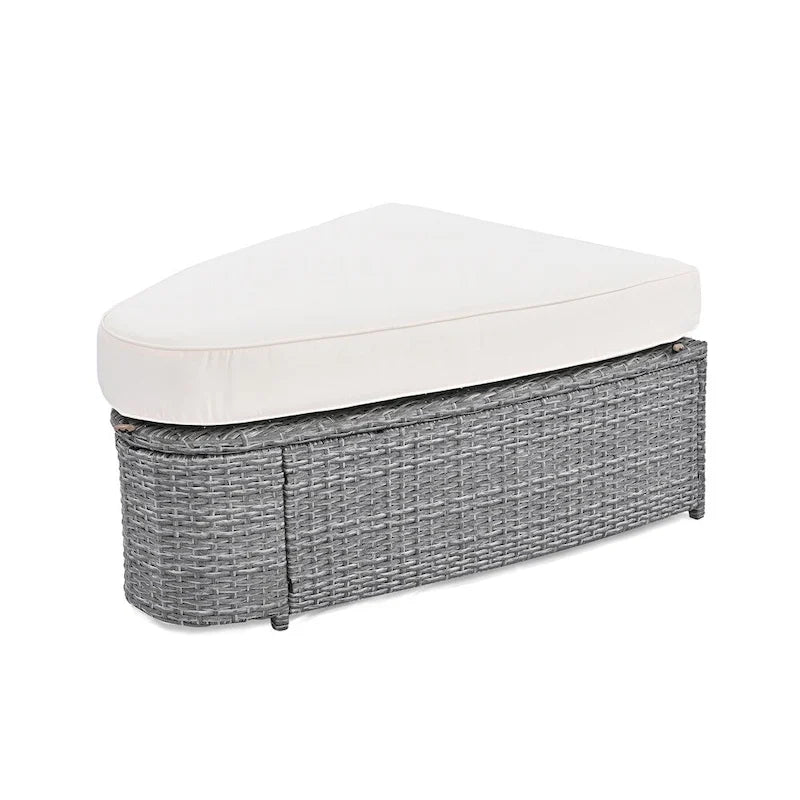 6-Piece PE Wicker Outdoor Conversation Round Sofa Set w/ Coffee Table