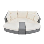 6-Piece PE Wicker Outdoor Conversation Round Sofa Set w/ Coffee Table