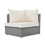 6-Piece PE Wicker Outdoor Conversation Round Sofa Set w/ Coffee Table
