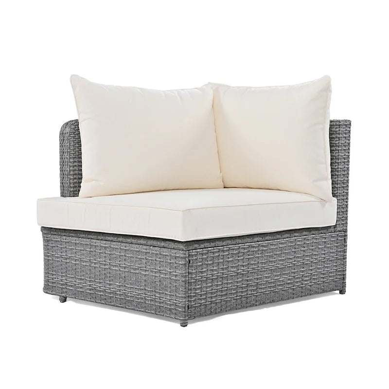 6-Piece PE Wicker Outdoor Conversation Round Sofa Set w/ Coffee Table