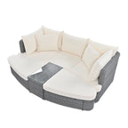 6-Piece PE Wicker Outdoor Conversation Round Sofa Set w/ Coffee Table