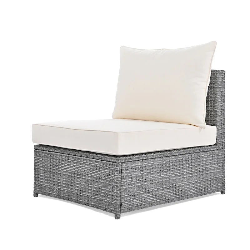 6-Piece PE Wicker Outdoor Conversation Round Sofa Set w/ Coffee Table